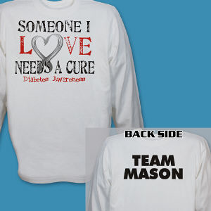 Personalized Needs a Cure Diabetes Awareness Long Sleeve Shirt